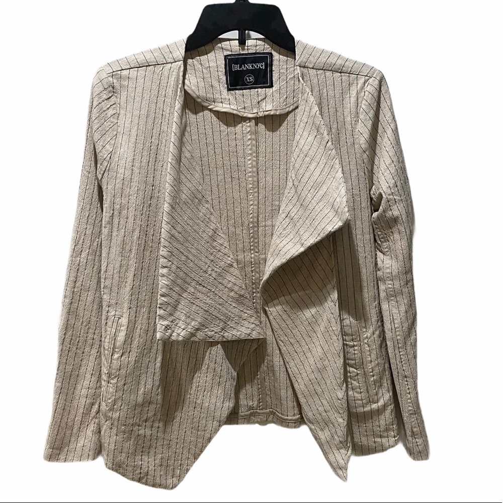 BLANKNYC Denim Pinstriped Cream Jacket Size XS - Picture 3 of 6
